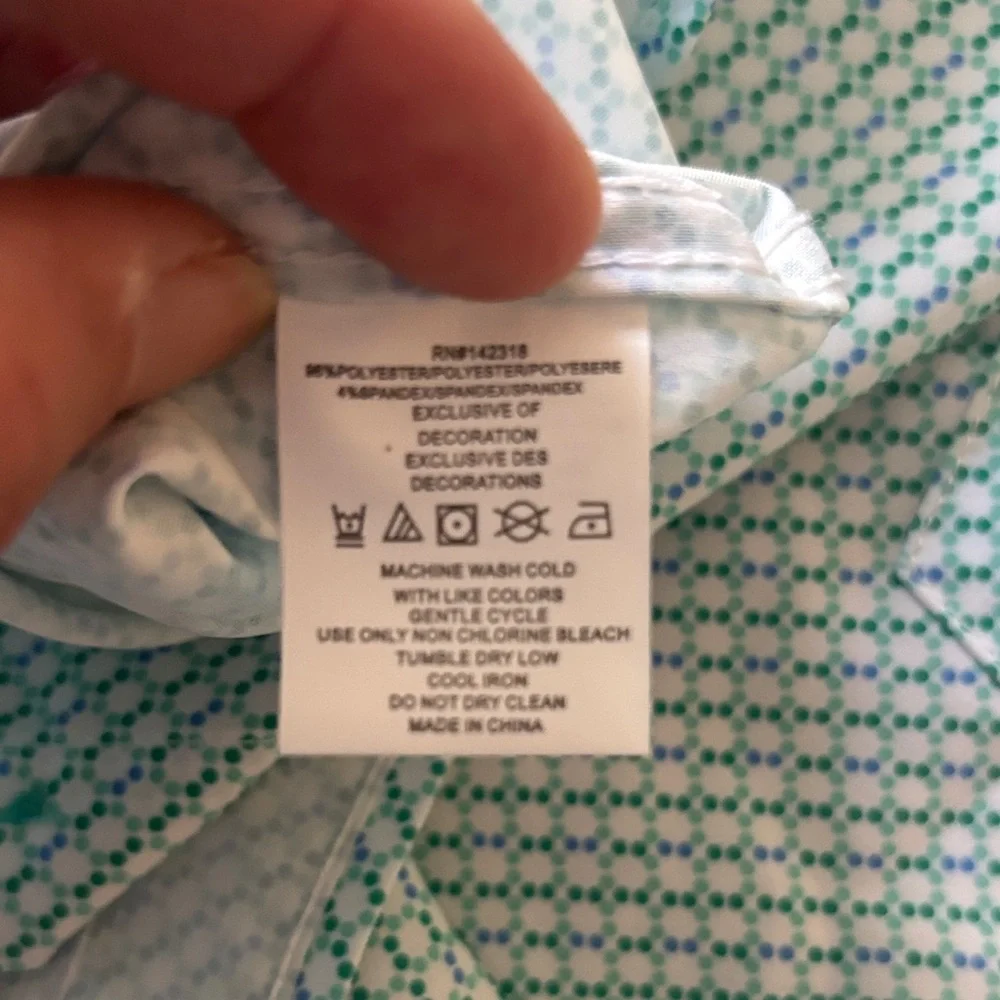 Nick Graham Short Sleeve Mint Geometric Button-Down Shirt - Picture 3 of 6